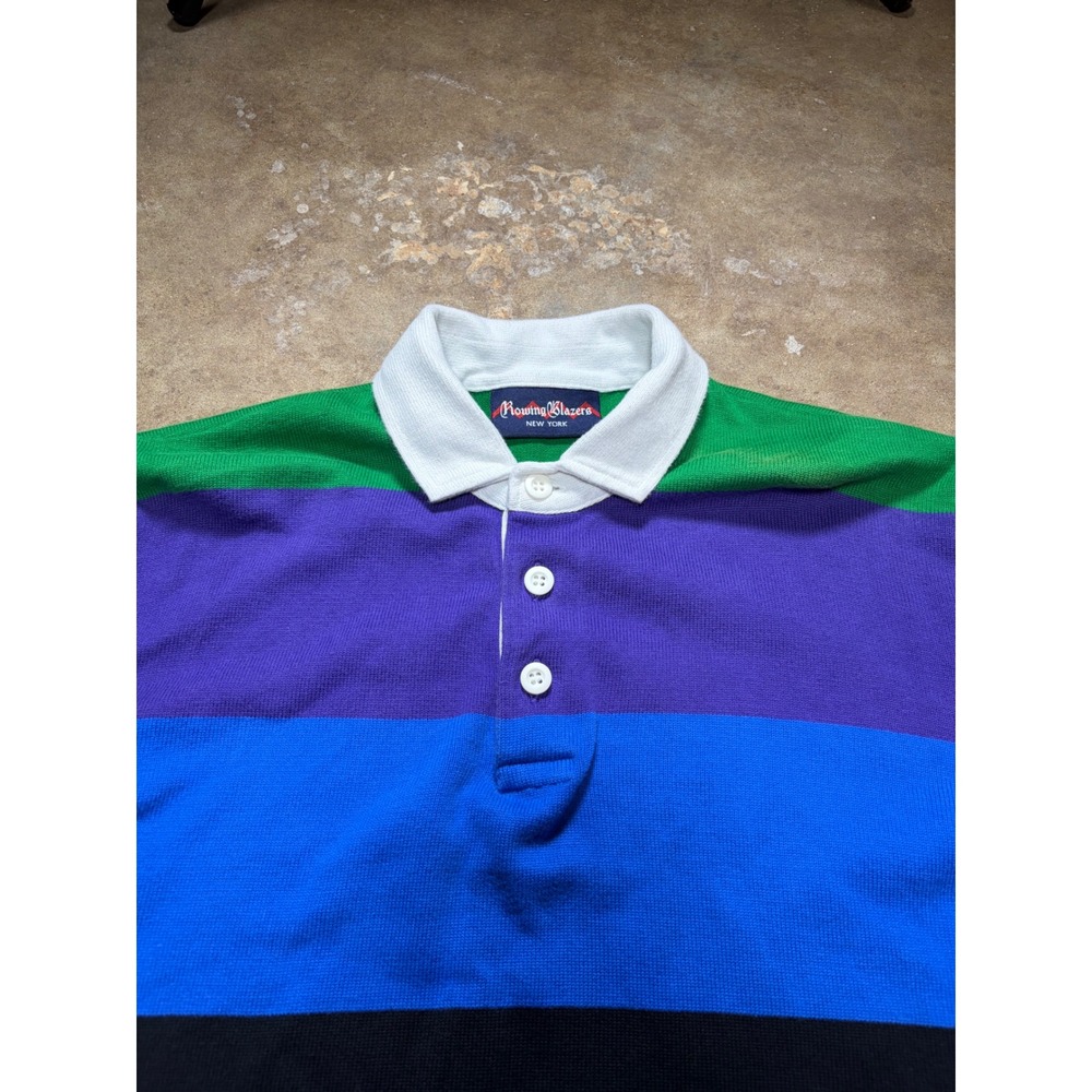 Rowing Blazers Mens Multicolor Striped Rugby Shirt Small Made in Portugal - Picture 2 of 8